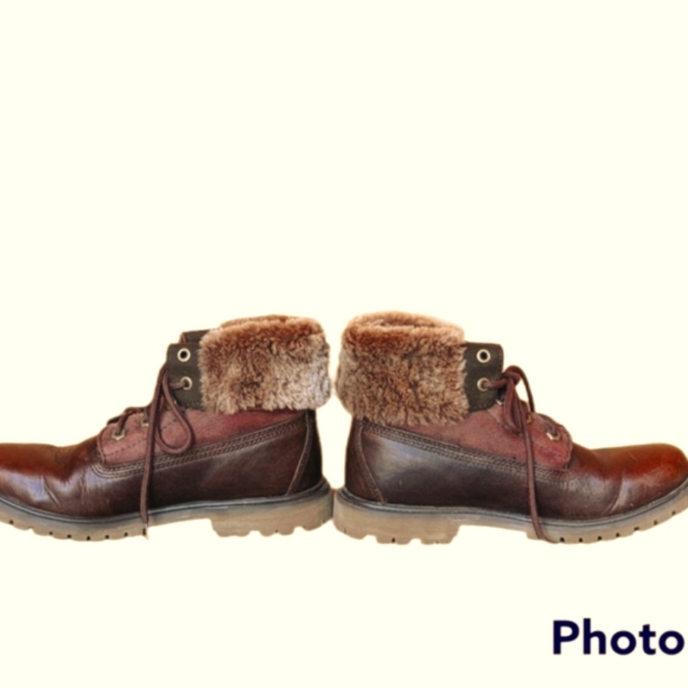 VGUC Brown TIMBERLAND Jayne Fold Down Roll Top Chunky Lug Sole Combat Bo… - Picture 7 of 11